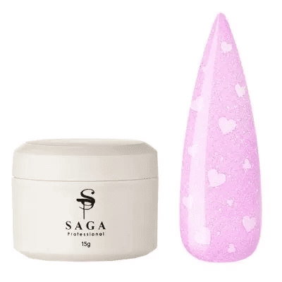 Моделирующий гель Saga Heart Gel 04 ярко-розовый с сердечками, 15мл
