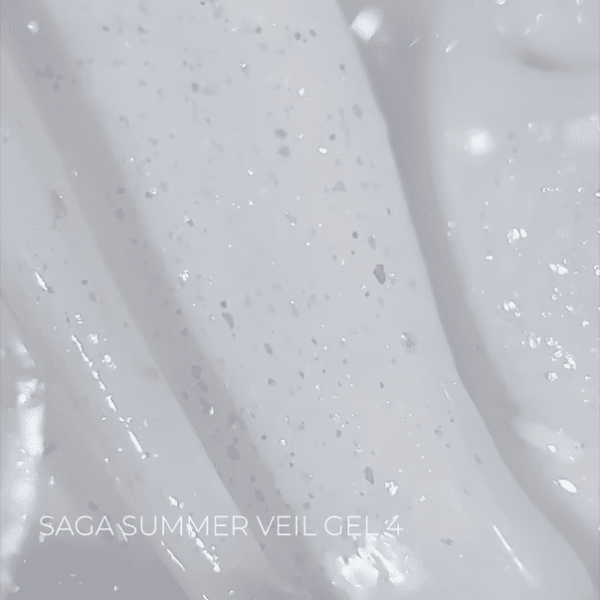 Гель для нарощування SAGA Professional Builder Gel Veil Summer 04 молочний із срібною поталлю, 15мл