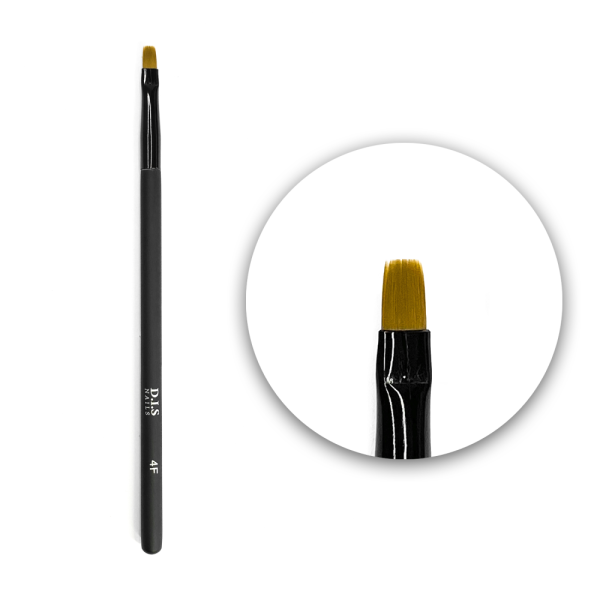 Пензель для дизайну DIS Nails 4F (7 мм) Syntetic, пряма, чорна ручка 