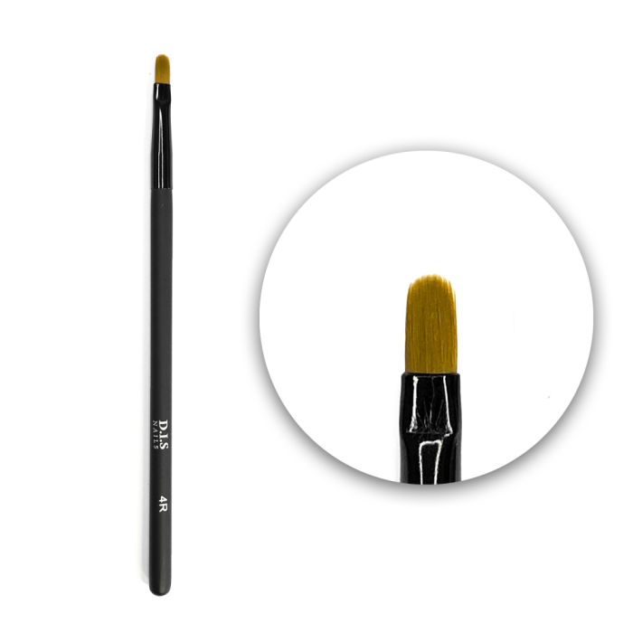 Пензель для дизайну DIS Nails 4R (9 мм) Syntetic, овал, чорна ручка