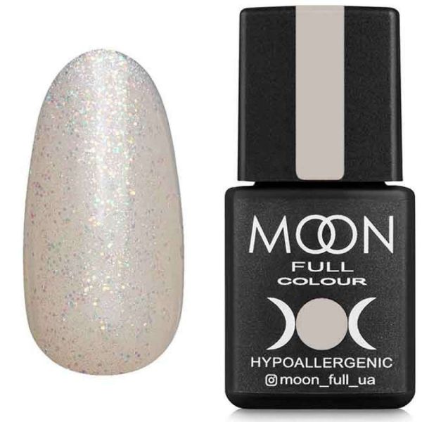 Гель-лак MOON FULL Opal color Gel polish №502 (безбарвний напівпрозорий з дрібним різнокольоровим шіммером), 8 мл