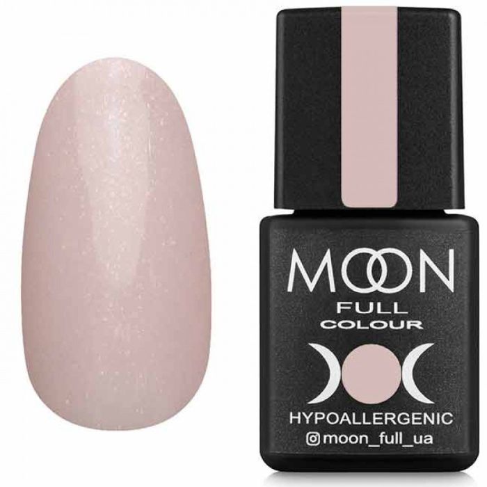 Гель-лак MOON FULL Opal color Gel polish №504 (ніжно-рожевий напівпрозорий з дрібним золотистим шіммером), 8 мл