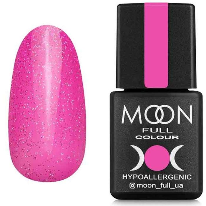 Гель-лак MOON FULL Opal color Gel polish №506 (бліда фуксія з різнобарвним шіммером), 8 мл