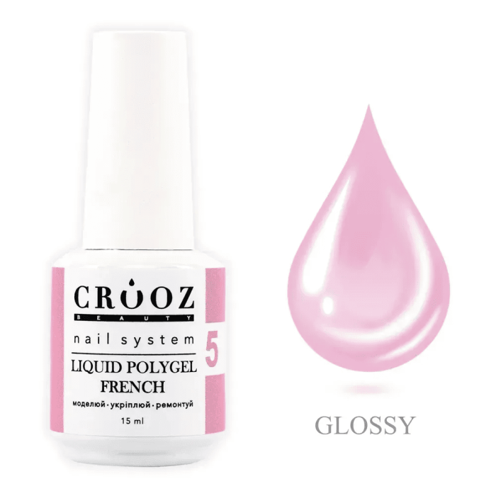Рідкий полігель Crooz FRENCH Liquid Polygel 05 насичений рожевий, 15мл