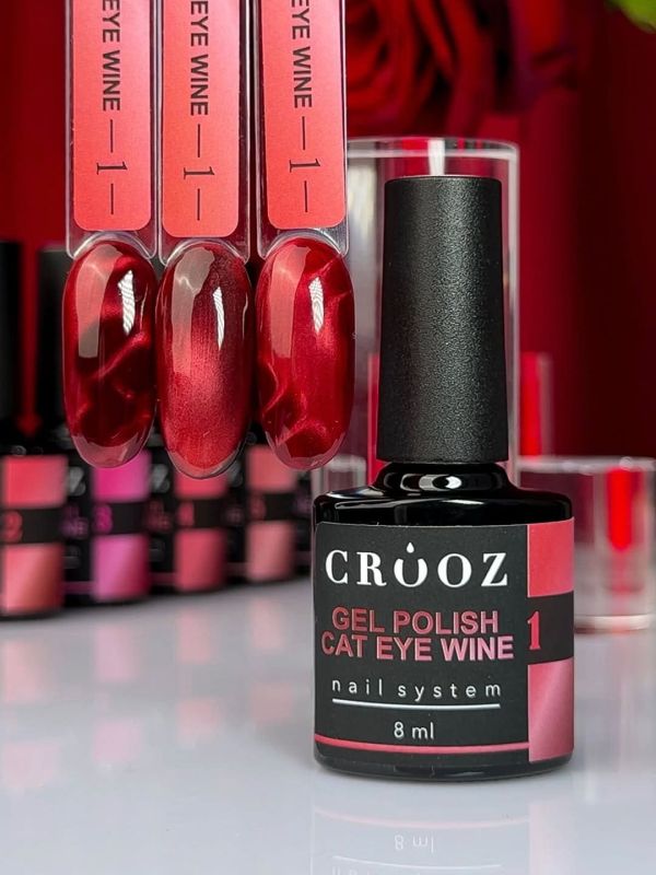 Гель-лак Crooz Wine Cat 01 Ruby Temptation глибокий рубіновий, 8мл