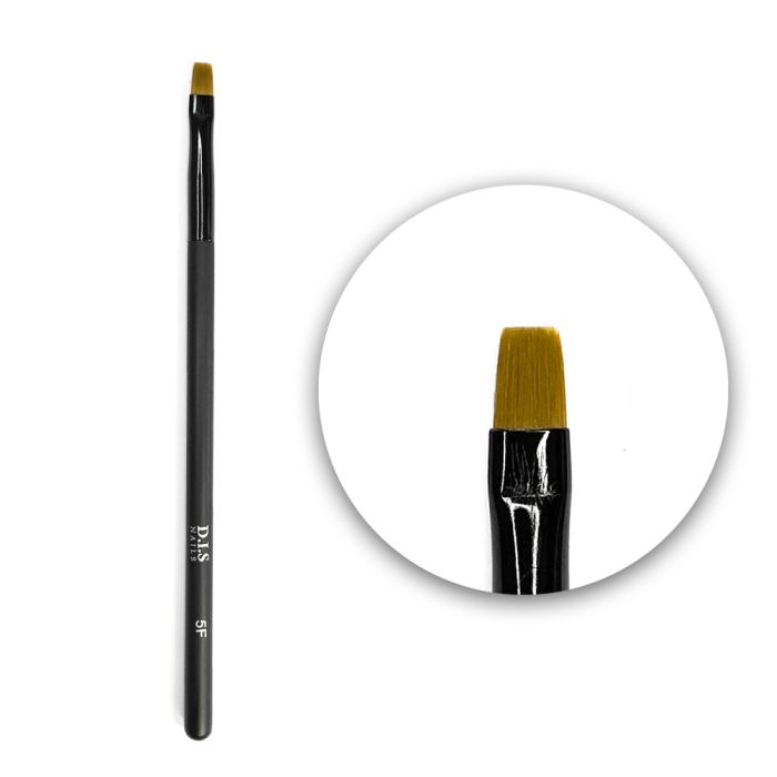 Кисть для дизайна DIS Nails 5F (8 мм) Syntetic, прямая, черная ручка 