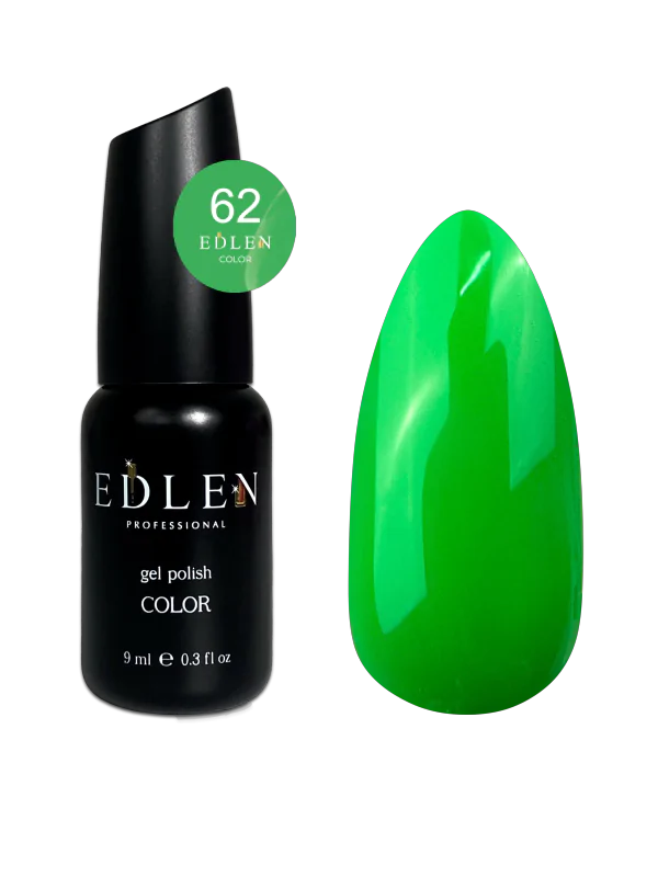 Гель-лак Edlen Color 9мл 062 яркий зеленый