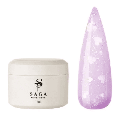 Моделюючий гель Saga Heart Gel 06 світло-бузковий із сердечками, 15мл