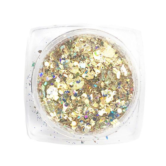 Komilfo блискітки MIX chameleon 002, мікс розмірів, (золотий/зелений/блакитний), 1,5 г