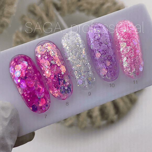 Глітерний гель Saga professional GALAXY glitter баночка 8мл (7-11)