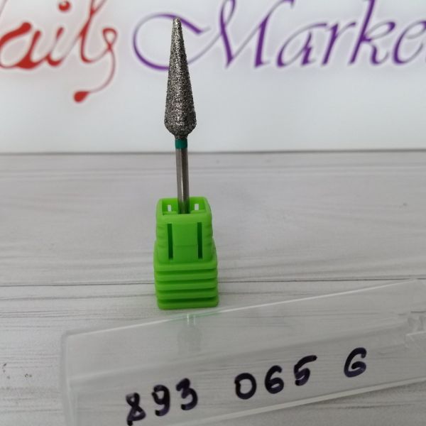 Фреза алмазна почка закруглена, довга 893-065G діаметр 6.5мм, зелена