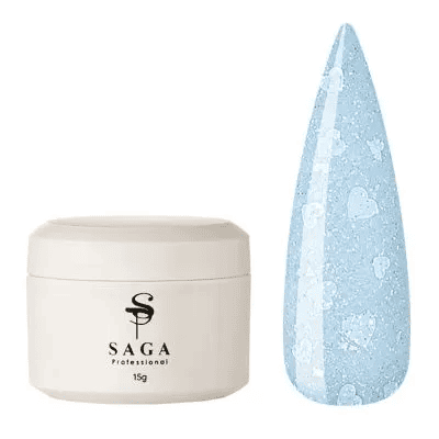Моделюючий гель Saga Heart Gel 08 блакитний із сердечками, 15мл