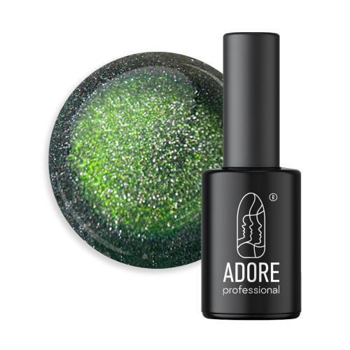 Светоотражающий гель-лак Adore кошачий глаз Reflective Z-01 зеленый, 8мл