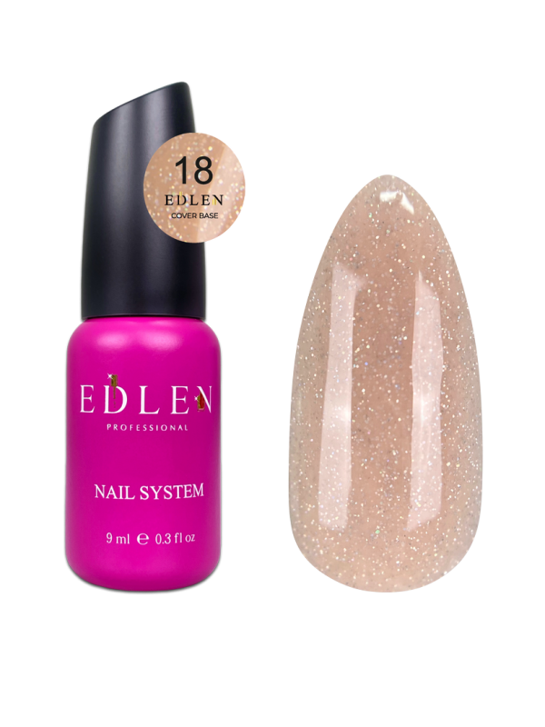 База Edlen Cover base 9мл 18 бежева із голографічним шиммером
