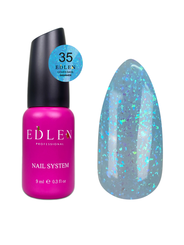 База Edlen Cover base 9мл 35 блакитна із кольоровою слюдою