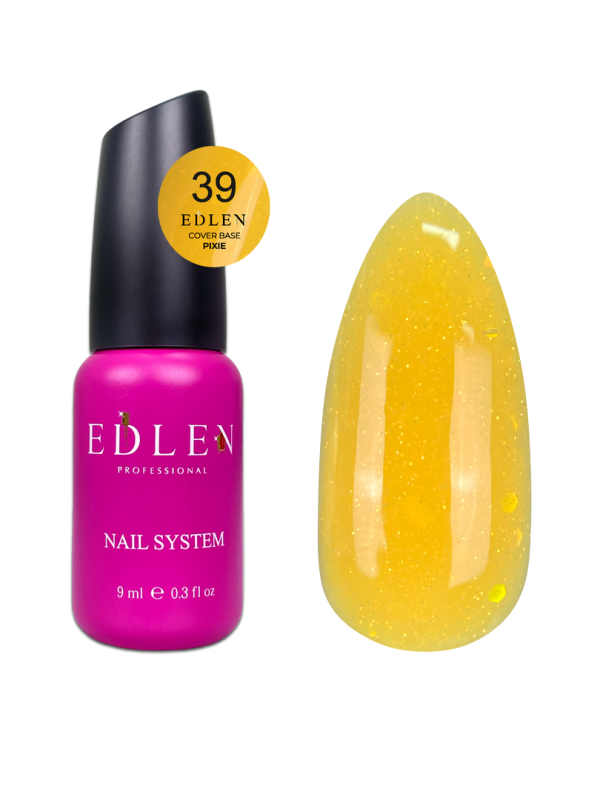 База Edlen Cover base 9мл 39 жовта із опаловим шиммером