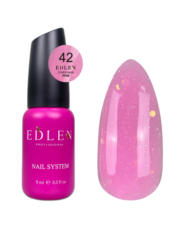 База Edlen Cover base 9мл 42 фуксія із опаловим шиммером