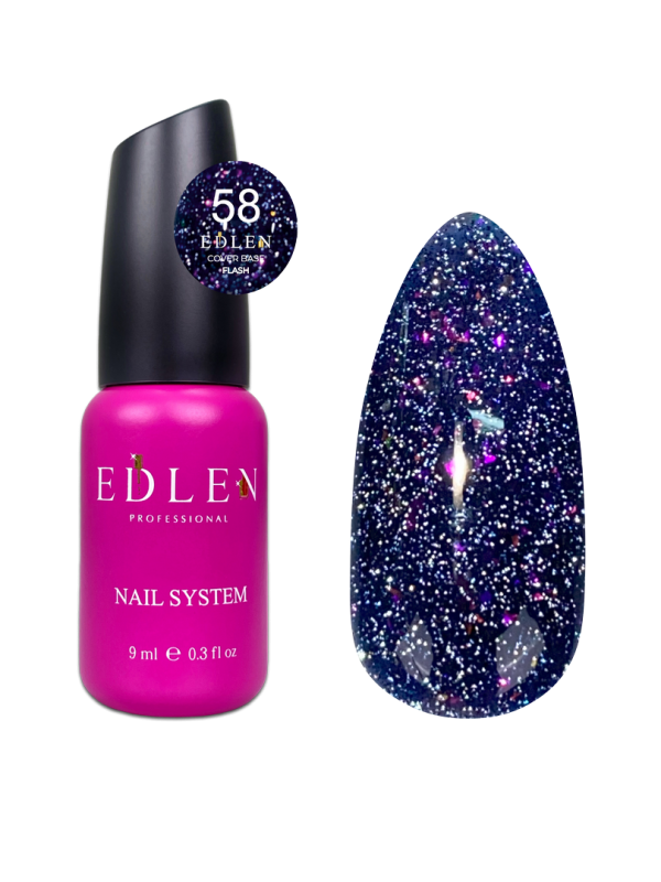 База Edlen Cover base 9мл 58 светоотражающая сине-черная