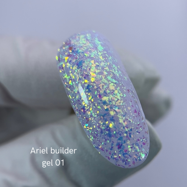 Строительный гель с разноцветными хлопьями NAILSOFTHENIGHT Ariel gel 01  15г