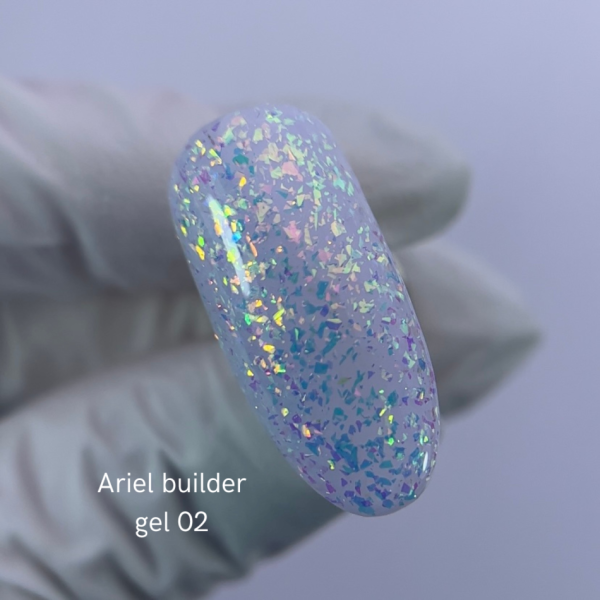 Будівельний гель з різнокольоровими пластівцями юкі NAILSOFTHENIGHT Ariel gel 02  15г