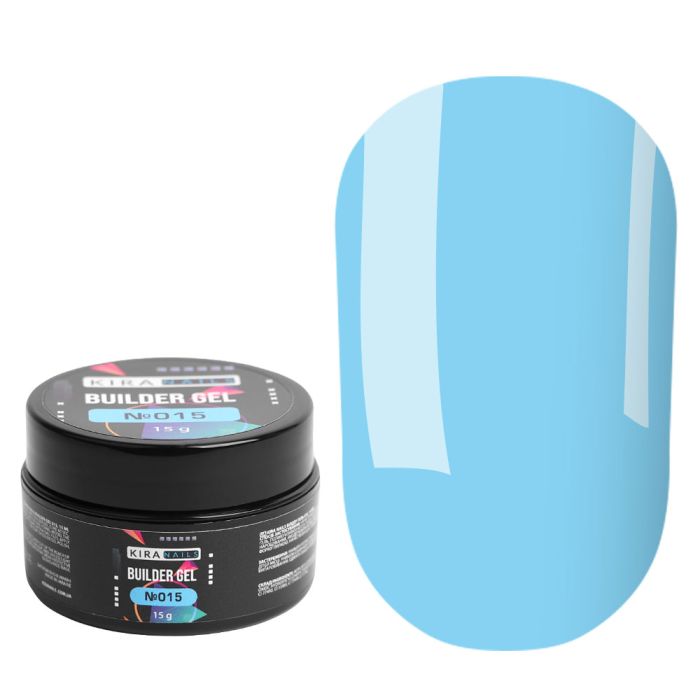 Гель кольоровий насичений блакитний Kira Nails Builder Gel 015, 15г