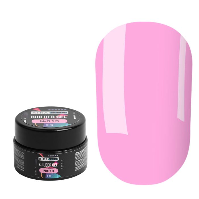 Гель цветной нежно-розовый Kira Nails Builder Gel 019, 5г 