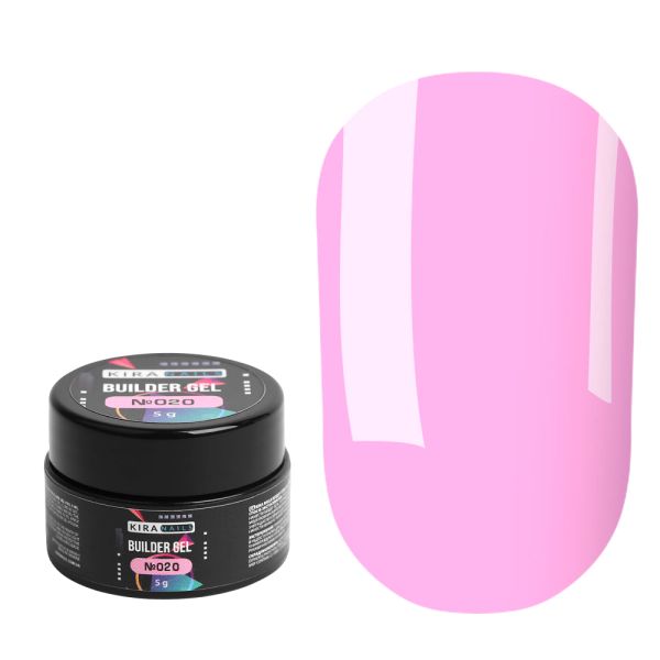 Гель цветной розовый Kira Nails Builder Gel 020, 5г