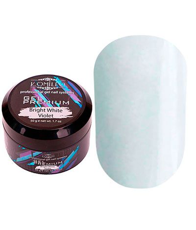 Белый гель для наращивания Komilfo Gel Premium Bright White Violet 50 г