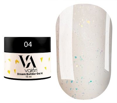 Гелі Valeri  Dream Collection 04 бежевий з золотими хлоп’ями 15мл
