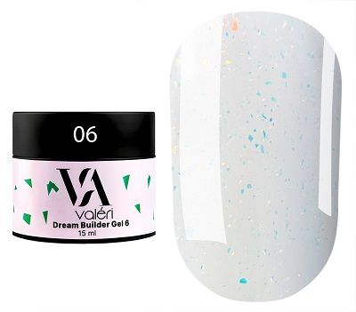 Гелі Valeri  Dream Collection 06 нюдово рожевий х зеленими хлоп’ями  15мл