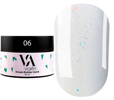 Гелі Valeri  Dream Collection 06 нюдово рожевий з зеленими хлоп’ями  30мл