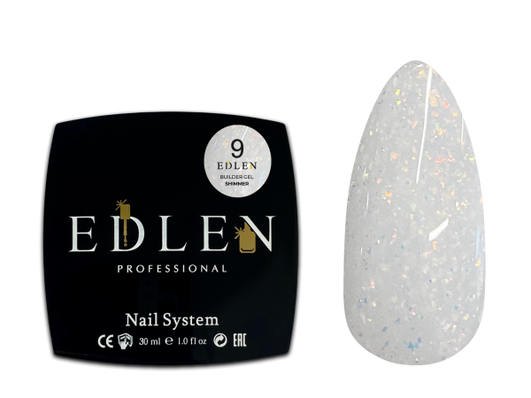 Гель Edlen Builder gel Shimmer 09   молочный с цветными блестками