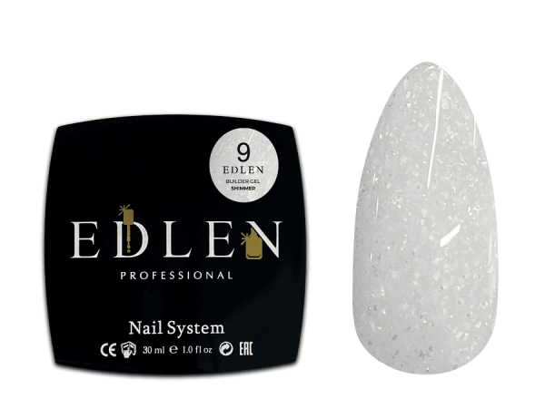 Гель Edlen Builder gel Shimmer 09 молочний з кольоровими блискітками