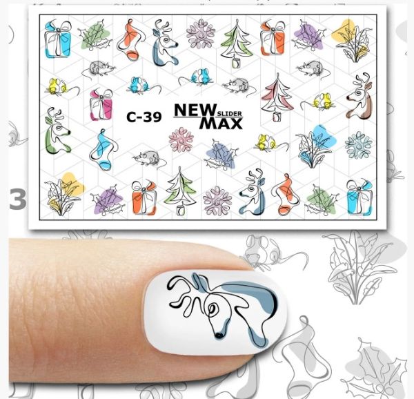 Слайдер-дизайн для ногтей New Max C-39