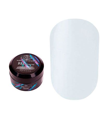 Прозоро-блакитний гель для нарощування Komilfo Gel Premium Clear Violet 15 г