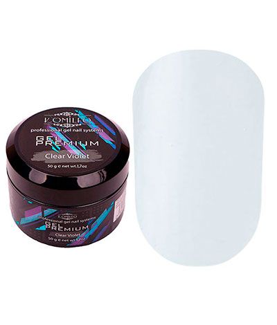 Прозрачно-голубой гель для наращивания Komilfo Gel Premium Clear Violet 50 г