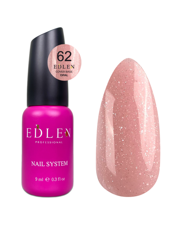 База Edlen  Cover base 9мл 62 персикова із срібним шиммером