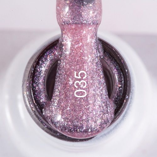 Гель-лак для ногтей Baby Moon 35 нежный розовый с серебряно-розовым шиммером, 8мл
