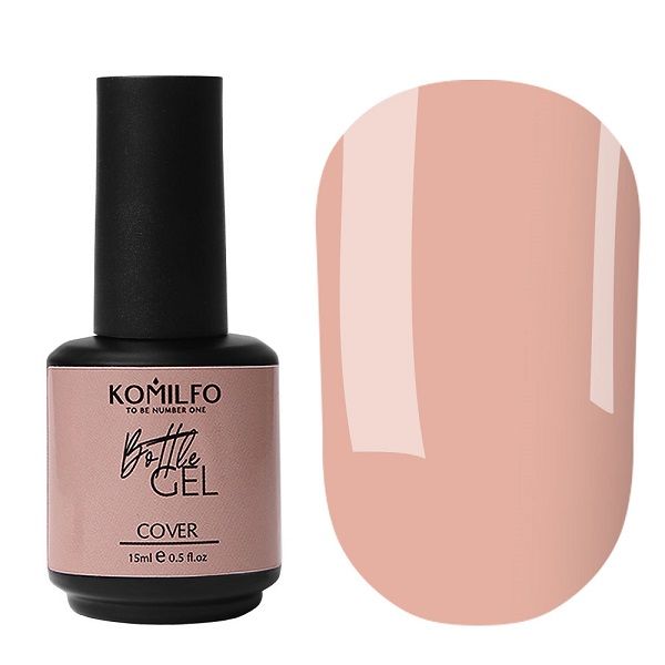 Жидкий гель Komilfo Bottle Gel Cover с кисточкой, 15 мл