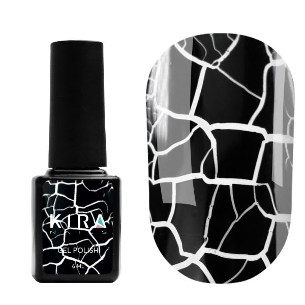 Гель-лак Kira Nails Crack Effect Black, черный 6 мл