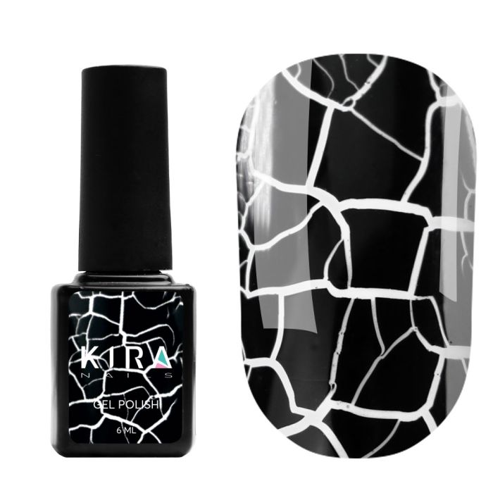 Гель-лак Kira Nails Crack Effect Black, чорний кракелюр 6 мл