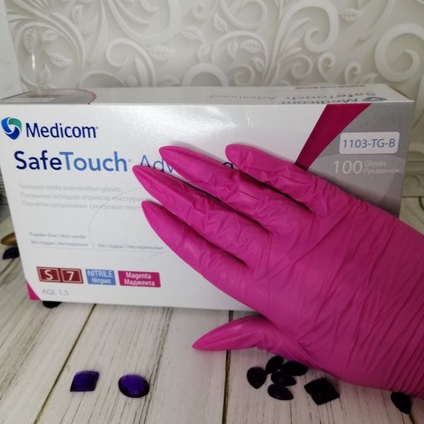 Рукавички нітрілові Medicom Magenta SafeTouch® Advanced™ (3.6 г)