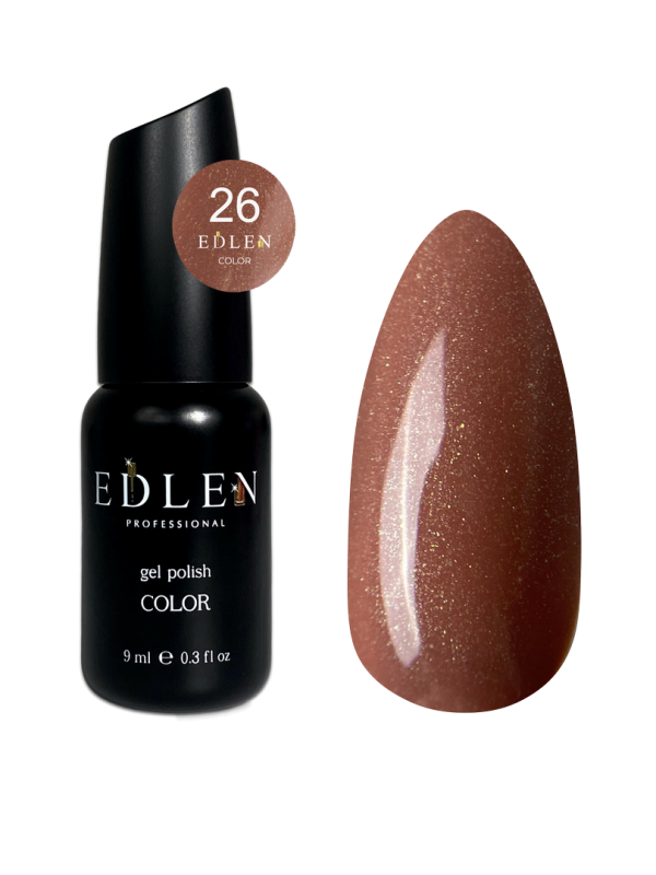 Гель-лак Edlen Color 9мл 026 светло-коричневый с золотым шиммером