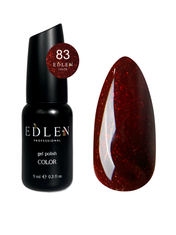 Гель-лак Edlen Color 9мл 083 бордовий з дрібним шимером