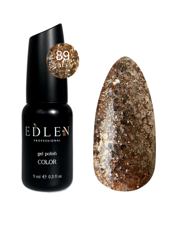 Гель-лак Edlen Color 9мл 089 прозрачный с золотистыми хлопьями