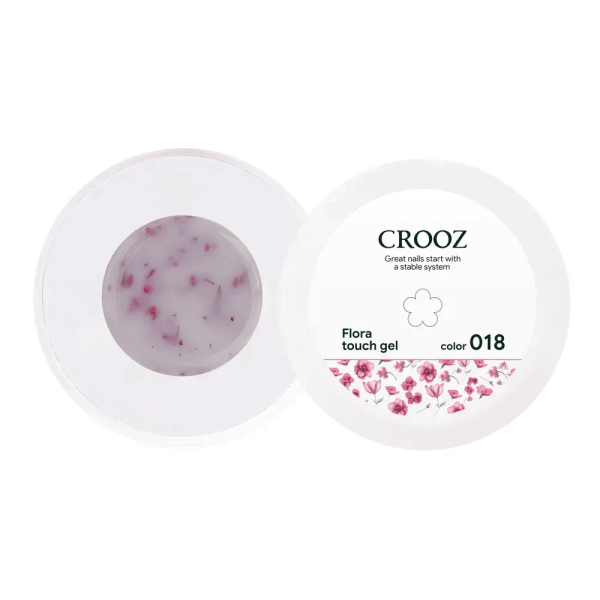 Гель Crooz Builder Flora Touch Gel 18 молочний із яскраво-рожевими сухоцвітами, 15 мл