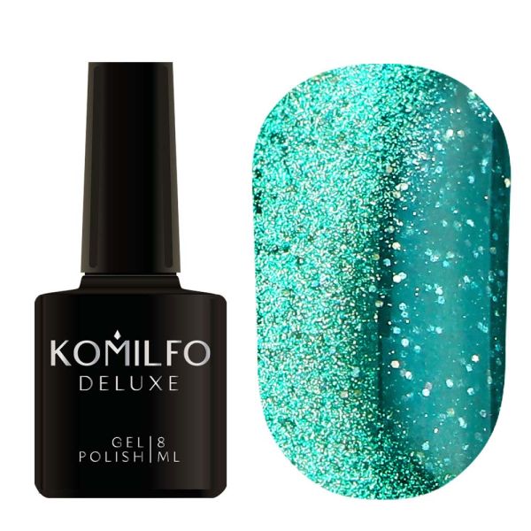 Гель-лак Komilfo Fairytale Cat Eye 006 (нежно-зеленый светоотражающий кошачий глаз), 8 мл