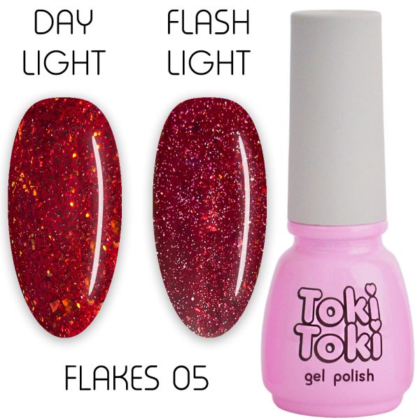 Гель-лак светоотражающий Toki Toki Flakes № 005, 5 мл