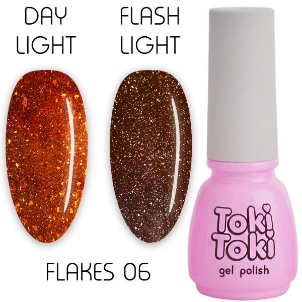 Гель-лак светоотражающий Toki Toki Flakes № 006, 5 мл