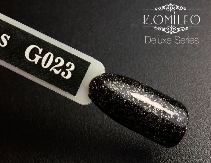 Гель-лак Komilfo DeLuxe Series №G023 (черный, серебристый микроблеск), 8 мл